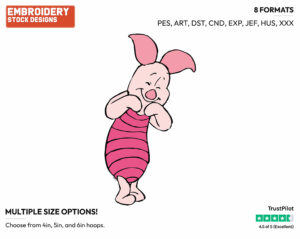 Giggling - Piglet - Winnie the Pooh - Disney Embroidery Design in 3 sizes & 8 formats