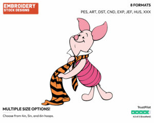 Putting On A Tie - Piglet - Winnie the Pooh - Disney Embroidery Design in 3 sizes & 8 formats