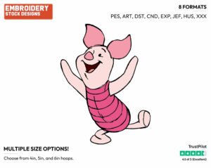 Cheering - Piglet - Winnie the Pooh - Disney Embroidery Design in 3 sizes & 8 formats