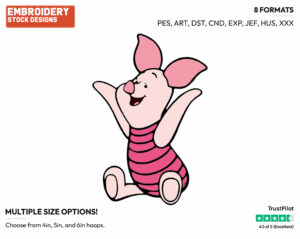 Piglet Cheering - Piglet - Winnie the Pooh - Disney Embroidery Design in 3 sizes & 8 formats
