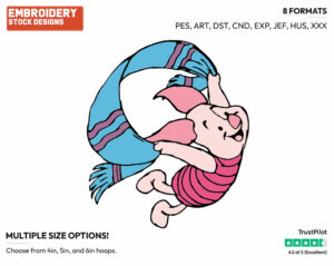 Using Scarf As Parachute - Piglet - Winnie the Pooh - Disney Embroidery Design in 3 sizes & 8 formats