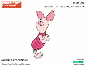 Piglet - Piglet - Winnie the Pooh - Disney Embroidery Design in 3 sizes & 8 formats
