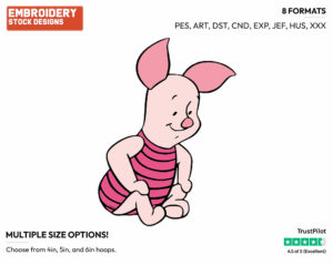 Piglet - Piglet - Winnie the Pooh - Disney Embroidery Design in 3 sizes & 8 formats