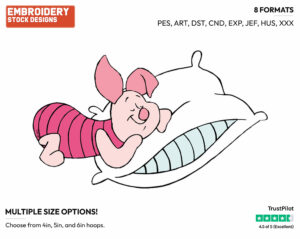 Napping - Piglet - Winnie the Pooh - Disney Embroidery Design in 3 sizes & 8 formats