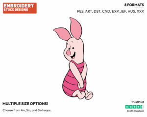 Cute - Piglet - Winnie the Pooh - Disney Embroidery Design in 3 sizes & 8 formats