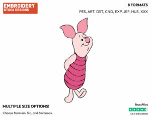 Piglet - Piglet - Winnie the Pooh - Disney Embroidery Design in 3 sizes & 8 formats