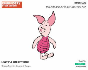 Piglet - Piglet - Winnie the Pooh - Disney Embroidery Design in 3 sizes & 8 formats