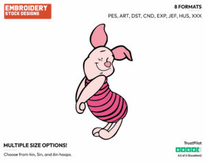 Cute - Piglet - Winnie the Pooh - Disney Embroidery Design in 3 sizes & 8 formats