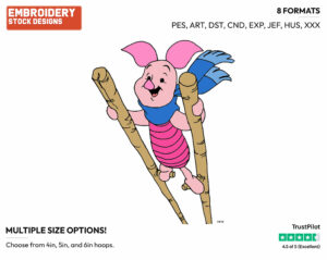 Piglet On Stilts - Piglet - Winnie the Pooh - Disney Embroidery Design in 3 sizes & 8 formats