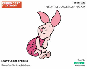 Thoughtful - Piglet - Winnie the Pooh - Disney Embroidery Design in 3 sizes & 8 formats