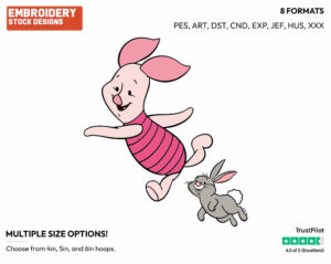 Running - Piglet - Winnie the Pooh - Disney Embroidery Design in 3 sizes & 8 formats