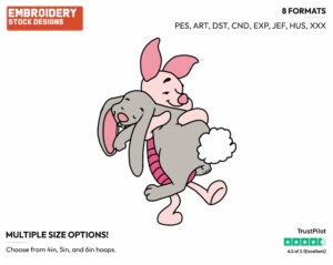 Carrying A Bunny Rabbit - Piglet - Winnie the Pooh - Disney Embroidery Design in 3 sizes & 8 formats