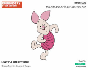 Piglet Dancing - Piglet - Winnie the Pooh - Disney Embroidery Design in 3 sizes & 8 formats