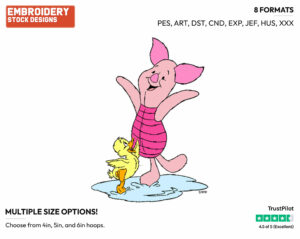 Piglet Jumping In Puddle - Piglet - Winnie the Pooh - Disney Embroidery Design in 3 sizes & 8 formats