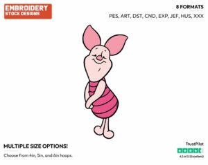 Cute - Piglet - Winnie the Pooh - Disney Embroidery Design in 3 sizes & 8 formats