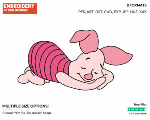 Napping - Piglet - Winnie the Pooh - Disney Embroidery Design in 3 sizes & 8 formats