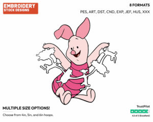 Piglet, Paper Cutout - Piglet - Winnie the Pooh - Disney Embroidery Design in 3 sizes & 8 formats