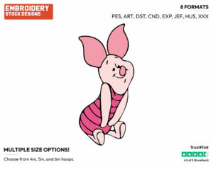 Cute Piglet - Piglet - Winnie the Pooh - Disney Embroidery Design in 3 sizes & 8 formats
