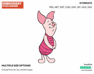 Piglet - Piglet - Winnie the Pooh - Disney Embroidery Design in 3 sizes & 8 formats
