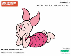 Cute - Piglet - Winnie the Pooh - Disney Embroidery Design in 3 sizes & 8 formats
