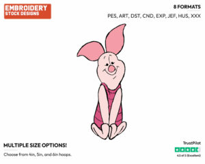 Cute - Piglet - Winnie the Pooh - Disney Embroidery Design in 3 sizes & 8 formats