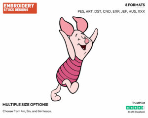 Excited - Piglet - Winnie the Pooh - Disney Embroidery Design in 3 sizes & 8 formats