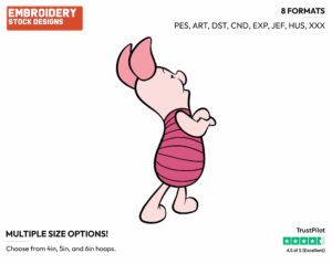 Piglet - Piglet - Winnie the Pooh - Disney Embroidery Design in 3 sizes & 8 formats