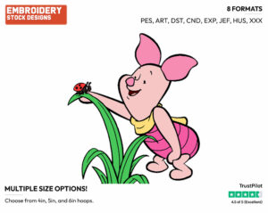 Piglet, Ladybug - Piglet - Winnie the Pooh - Disney Embroidery Design in 3 sizes & 8 formats