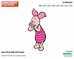 Worried Piglet - Piglet - Winnie the Pooh - Disney Embroidery Design in 3 sizes & 8 formats