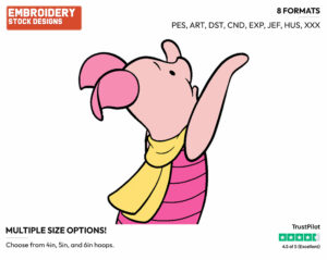 Piglet - Piglet - Winnie the Pooh - Disney Embroidery Design in 3 sizes & 8 formats
