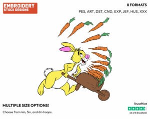 Rabbit, Carrots - Rabbit - Winnie the Pooh - Disney Embroidery Design in 3 sizes & 8 formats