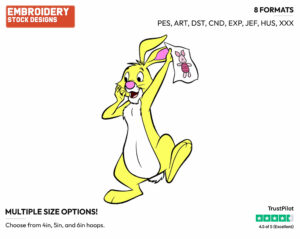 Holding Drawing Of Piglet - Rabbit - Winnie the Pooh - Disney Embroidery Design in 3 sizes & 8 formats