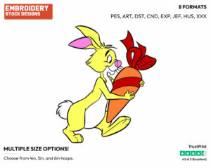 Carrying Big Carrot - Rabbit - Winnie the Pooh - Disney Embroidery Design in 3 sizes & 8 formats