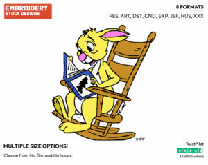 Rabbit Reading In Rocking Chair - Rabbit - Winnie the Pooh - Disney Embroidery Design in 3 sizes & 8 formats