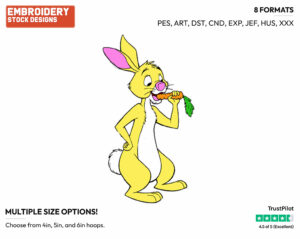 Eating A Carrot - Rabbit - Winnie the Pooh - Disney Embroidery Design in 3 sizes & 8 formats