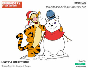 Tigger Standing Next To Snowman Pooh - Tigger - Winnie the Pooh - Disney Embroidery Design in 3 sizes & 8 formats
