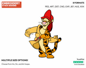 Firefighter Tigger - Tigger - Winnie the Pooh - Disney Embroidery Design in 3 sizes & 8 formats