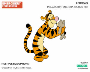 Tigger Holding A Teddy Bear - Tigger - Winnie the Pooh - Disney Embroidery Design in 3 sizes & 8 formats