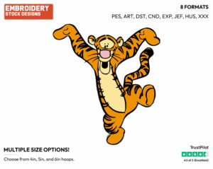 Tigger Cheering - Tigger - Winnie the Pooh - Disney Embroidery Design in 3 sizes & 8 formats