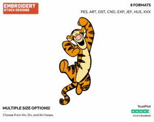 Cheering - Tigger - Winnie the Pooh - Disney Embroidery Design in 3 sizes & 8 formats