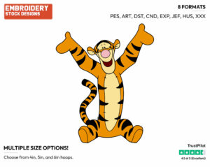 Cheering - Tigger - Winnie the Pooh - Disney Embroidery Design in 3 sizes & 8 formats