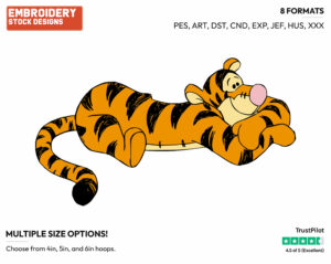 Relaxing - Tigger - Winnie the Pooh - Disney Embroidery Design in 3 sizes & 8 formats