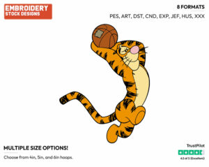 Playing Basketball - Tigger - Winnie the Pooh - Disney Embroidery Design in 3 sizes & 8 formats