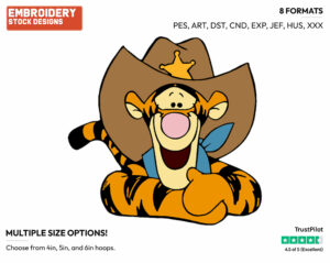 Cowboy Tigger - Tigger - Winnie the Pooh - Disney Embroidery Design in 3 sizes & 8 formats