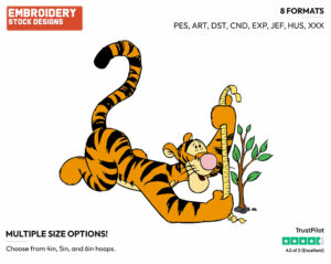 Measuring Tiny Tree - Tigger - Winnie the Pooh - Disney Embroidery Design in 3 sizes & 8 formats