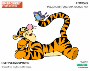 Tigger, Butterfly - Tigger - Winnie the Pooh - Disney Embroidery Design in 3 sizes & 8 formats