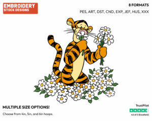 Smelling Flowers - Tigger - Winnie the Pooh - Disney Embroidery Design in 3 sizes & 8 formats
