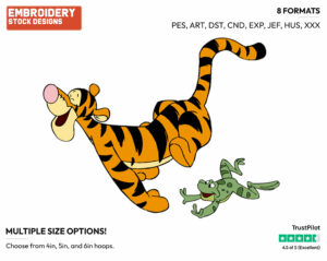 Tigger, Frog - Tigger - Winnie the Pooh - Disney Embroidery Design in 3 sizes & 8 formats