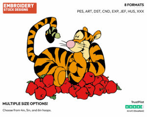 Tigger, Apples - Tigger - Winnie the Pooh - Disney Embroidery Design in 3 sizes & 8 formats