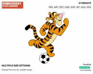 Playing Soccer - Tigger - Winnie the Pooh - Disney Embroidery Design in 3 sizes & 8 formats